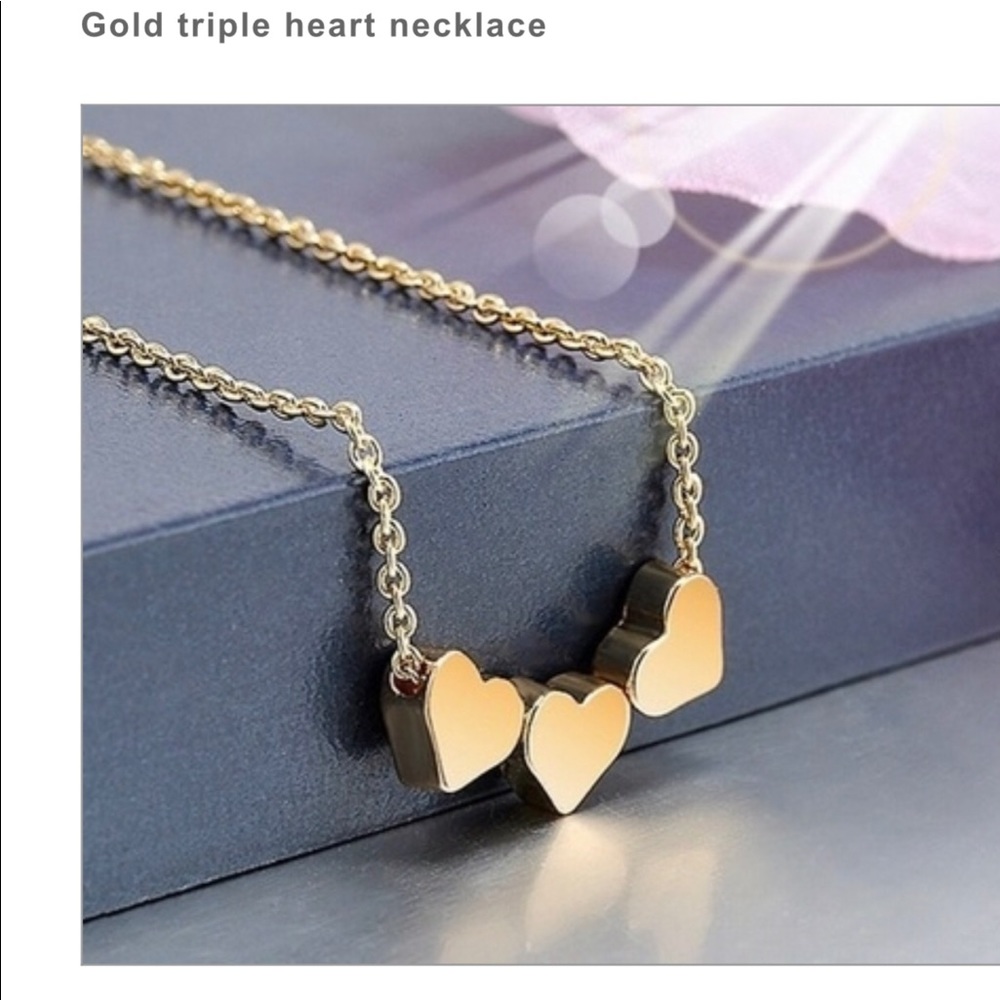 Triple Gold Heart Necklace